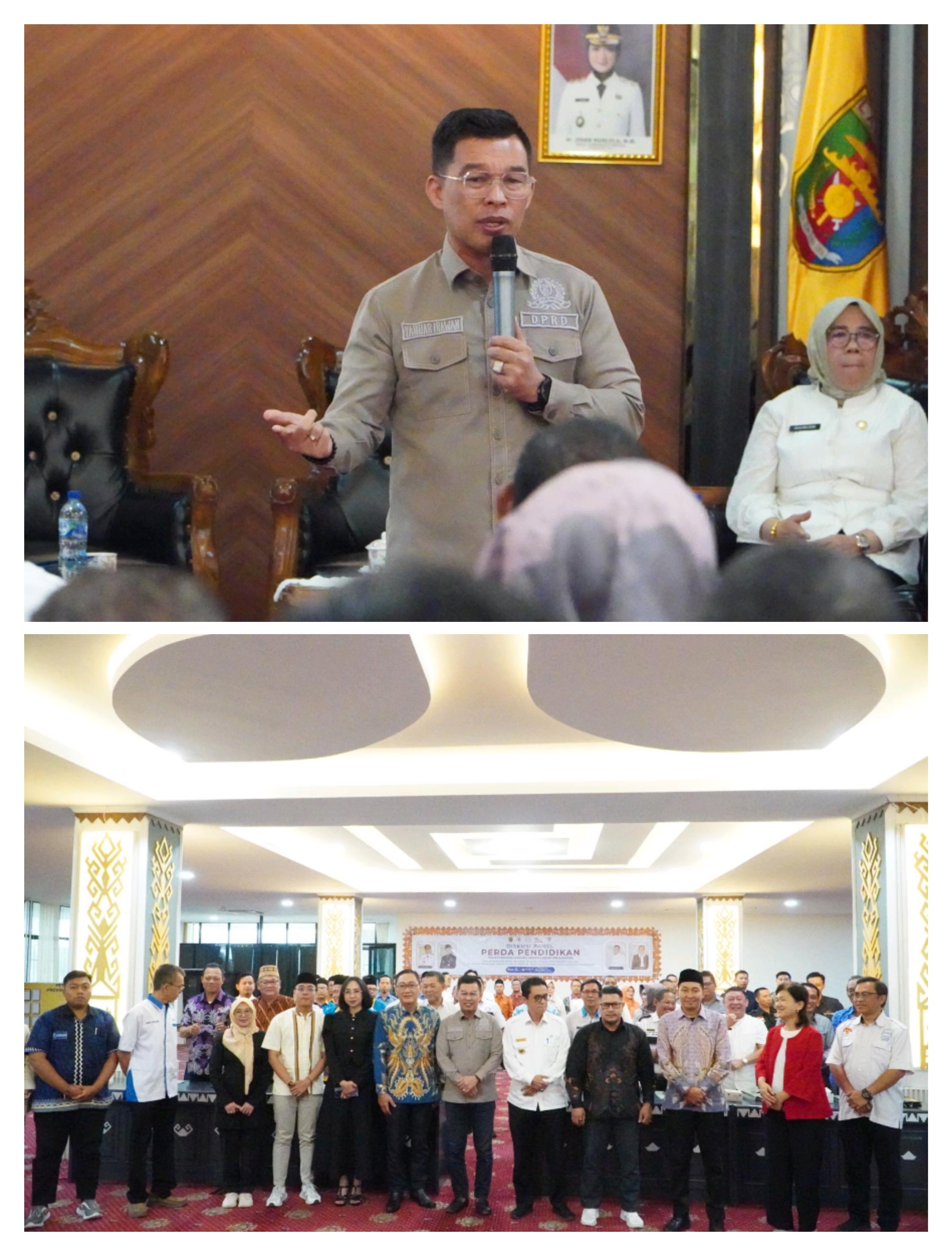 Ketua Komisi V DPRD Provinsi Lampung, Bapak Dr. H. Yanuar Irawan, S.E., M.M. menghadiri acara Diskusi Panel Perda Pendidikan tentang Senjata Rahasia Lampung Menuju 3 Besar IPM Sumatera